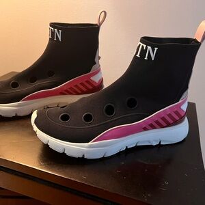 Valentino Black and Pink Athletic Shoes